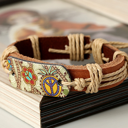 Dark Coffee jewelry,Tribal jewelry,Dark Coffee Vintage Faux Leather Bracelet