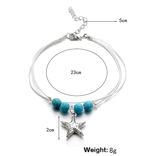 Mint Green jewelry,Mint Green Layered Starfish Polyresin Anklet