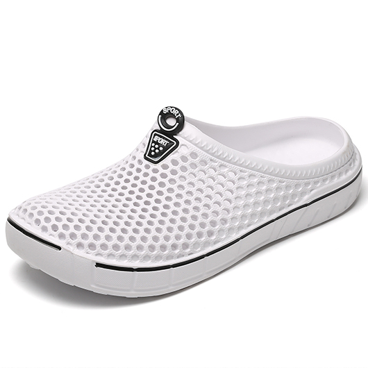 White shoes,Plain Color shoes,White Falt Cut Out Closed Toe Sliders