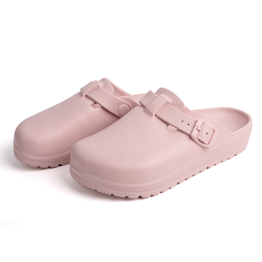 Pink Low Heel Closed Toe Sliders