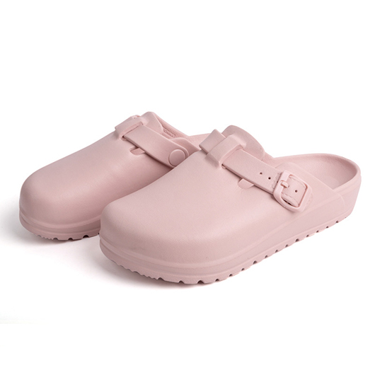 Pink shoes,Plain Color shoes,Pink Low Heel Closed Toe Sliders