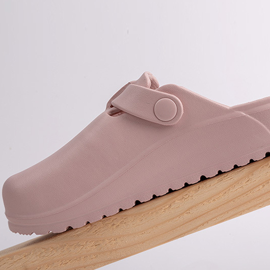 Pink shoes,Plain Color shoes,Pink Low Heel Closed Toe Sliders