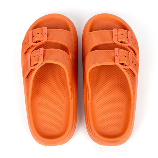 Orange Low Heel Open Toe Sliders