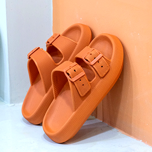 Orange shoes,Plain Color shoes,Orange Low Heel Open Toe Sliders