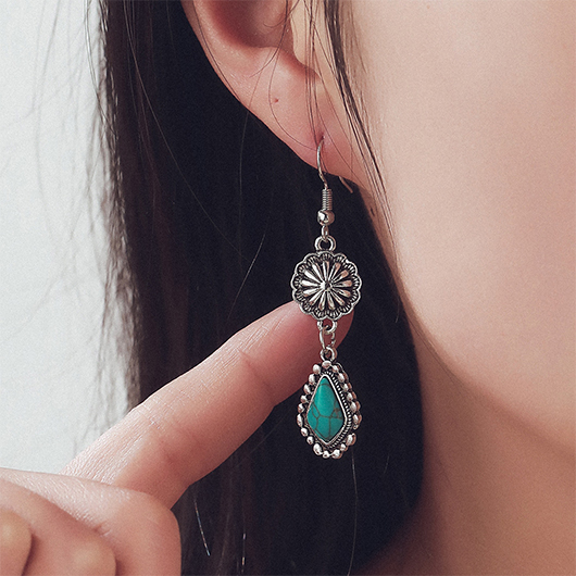 Mint Green Turquoise Patchwork Alloy Earrings