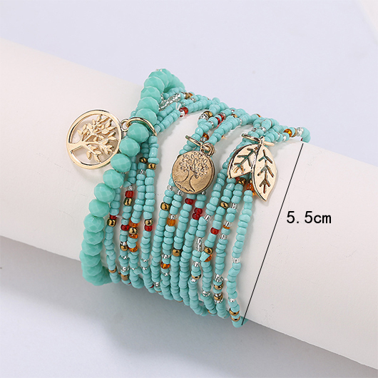 Mint Green jewelry,Contrast Color jewelry,Leaf Design Mint Green Bracelet Set