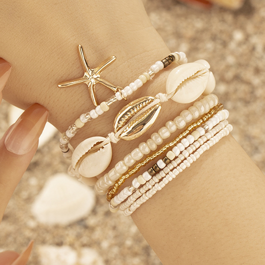 Beige jewelry,Contrast Color jewelry,Bohemian Layered Beige Seashell Alloy Bracelet