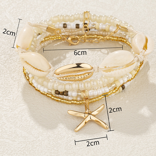 Beige jewelry,Contrast Color jewelry,Bohemian Layered Beige Seashell Alloy Bracelet