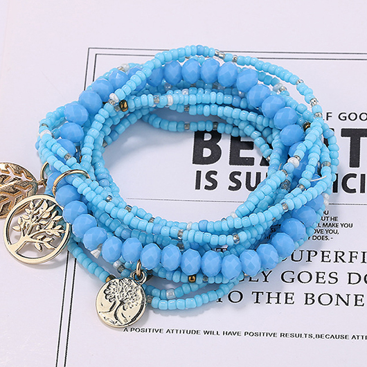 bracelet superposé bohème bleu néon rond