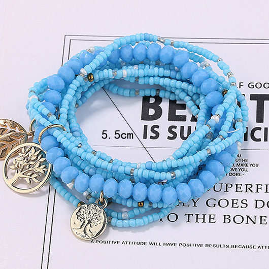 Neon Blue jewelry,Contrast Color jewelry,Round Neon Blue Bohemian Layered Bracelet