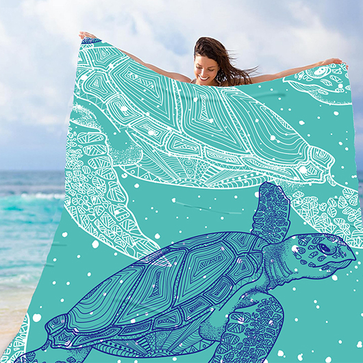 couverture de plage en polyester vert menthe à imprimé animal
