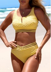 ROTITA Split Light Yellow Patchwork Bikini Set