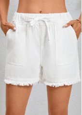 short blanc à double poches latérales taille élastique régulière