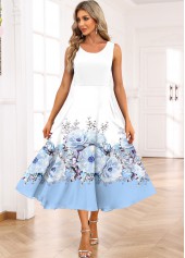 Light Blue dresses,White dresses,Floral dresses,Plants dresses,Party dresses,Elegant dresses,ROTITA Two Piece Floral Print Light Blue Dress and Cardigan