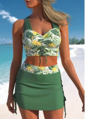 rotita - ensemble de bikini froncé à imprimé floral vert