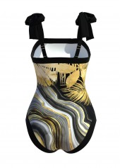 Black swimwear,Marble swimwear,ROTITA Black Marble Print One Piece Swimwear