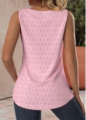 Light Pink plus size,Plain Color plus size,ROTITA Plus Size Asymmetry Light Pink Square Neck Tank Top