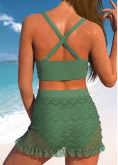 Sage Green swimwear,Plain Color swimwear,ROTITA Lace V Neck Sage Green Bikini Set
