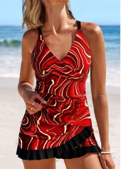 Rotita-Surplice-Tankini-Set in tiefem Rot mit Farbverlauf