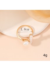 Gold jewelry,Gold Pearl Detail Open Alloy Ring