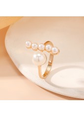 Gold jewelry,Gold Pearl Detail Open Alloy Ring