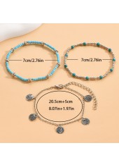 Turquoise jewelry,Contrast Color jewelry,Turquoise Iron Baded Design Anklet Set