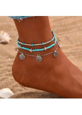 Turquoise jewelry,Contrast Color jewelry,Turquoise Iron Baded Design Anklet Set