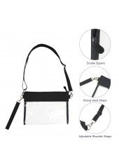 Black accessories,Plain Color accessories,Transparent PVC Black Zip Crossbody Bag