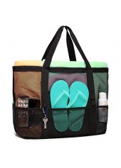 sac à main ouvert noir en nylon maillé