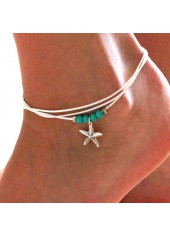 Mint Green Layered Starfish Polyresin Anklet