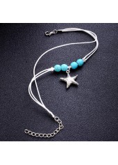 Mint Green jewelry,Mint Green Layered Starfish Polyresin Anklet