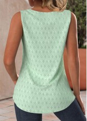Light Green tops,Plain Color tops,ROTITA Jacquard Light Green Square Neck Sleeveless Tank Top