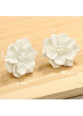 White jewelry,Floral jewelry,Plants jewelry,Floral Plants White Patchwork Pearl Earrings