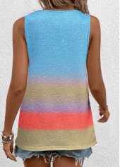 Multi Color tops,Rainbow Color tops,Ombre tops,ROTITA Circular Ring Ombre Multi Color Scoop Neck Tank Top