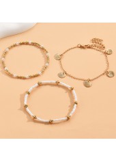 Gold jewelry,White jewelry,Contrast Color jewelry,Seashell Detail Round Gold Anklet Set