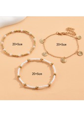 Gold jewelry,White jewelry,Contrast Color jewelry,Seashell Detail Round Gold Anklet Set