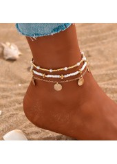 Seashell Detail Round Gold Anklet Set