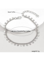 Silvery White jewelry,Geometric jewelry,Geometric Round Silvery White Alloy Anklet