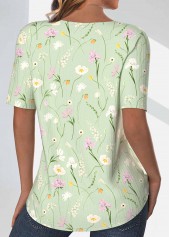 Light Green plus size,Floral plus size,Plants plus size,ROTITA Plus Size Textured Fabric Light Green T Shirt