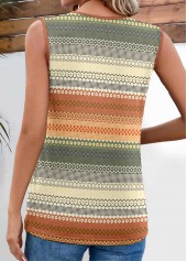 Multi Color tops,Striped tops,Geometric tops,Tribal tops,Pleated Striped Multi Color Square Neck Tank Top