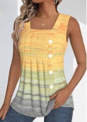 Light Yellow plus size,Ombre plus size,ROTITA Plus Size Button Light Yellow Ombre Sleeveless Tank Top