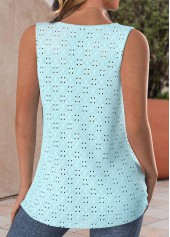 Light Blue tops,Plain Color tops,ROTITA Twist Light Blue V Neck Sleeveless Tank Top