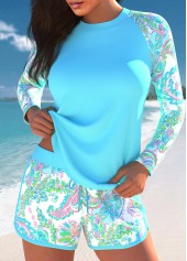 ensemble tankini à imprimé cachemire cyan patchwork rotita