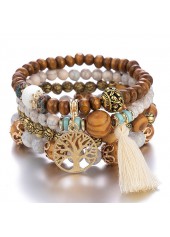 Geometrische Perlenarmbänder aus dunklem Kaffeeholz