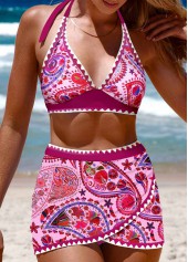Rotita-Patchwork-Bikini-Set in dunkelrot-violettem Tribal-Print