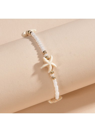Beige jewelry,Beige Starfish Beaded Detail Alloy Anklet