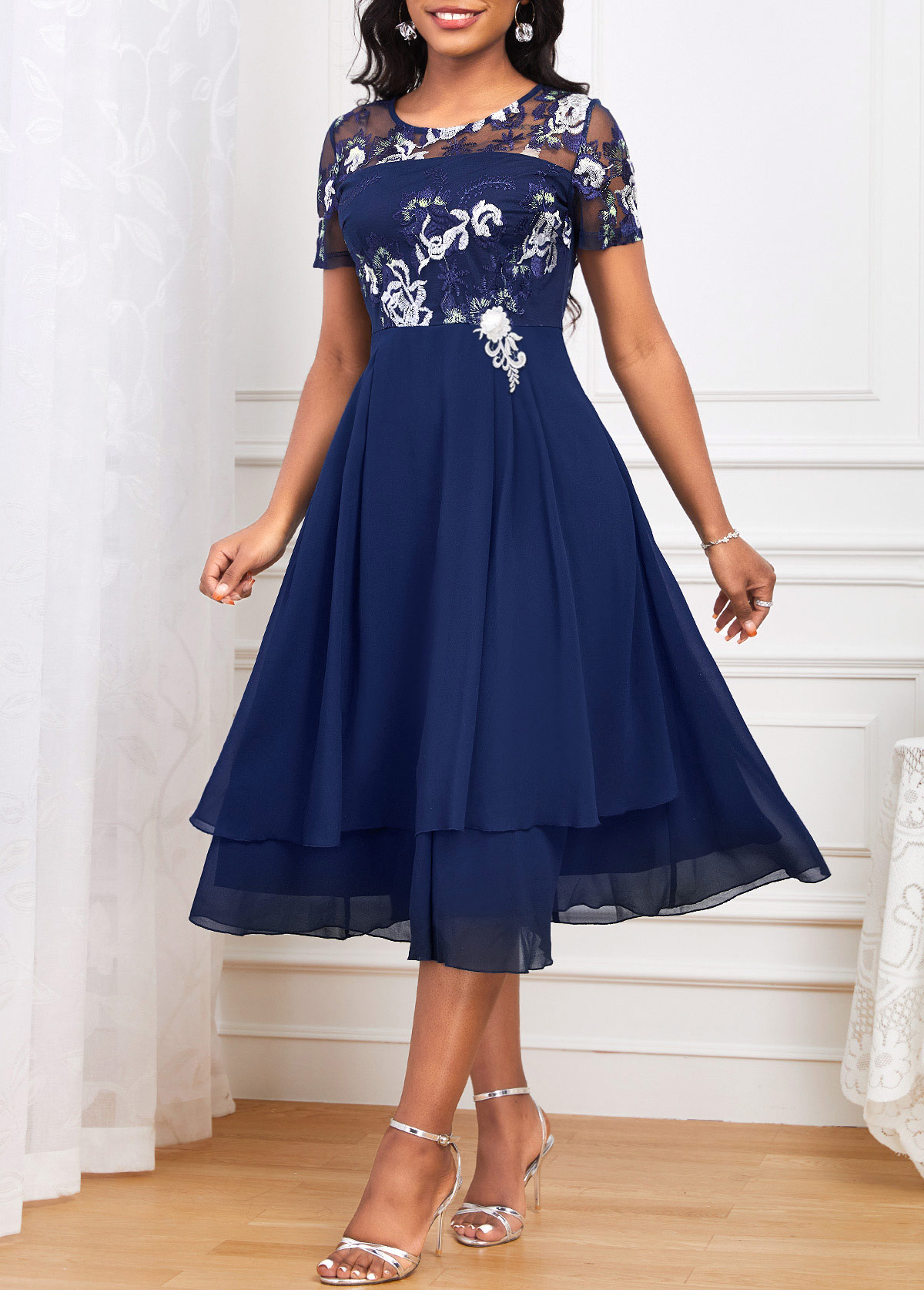 The Short Sleeve Rita Dress - Navy