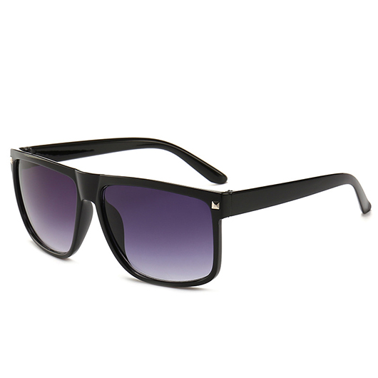 Retro Black Rivet Detail Geometric Sunglasses