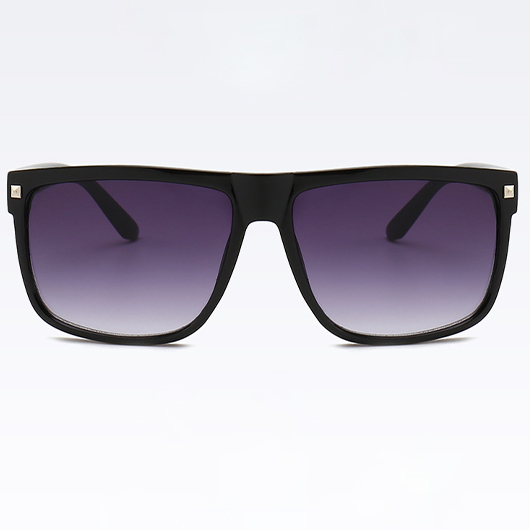 Black accessories,Retro Black Rivet Detail Geometric Sunglasses