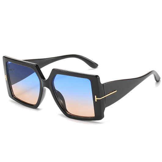 lunettes de soleil géométriques noires à détails en métal ombré